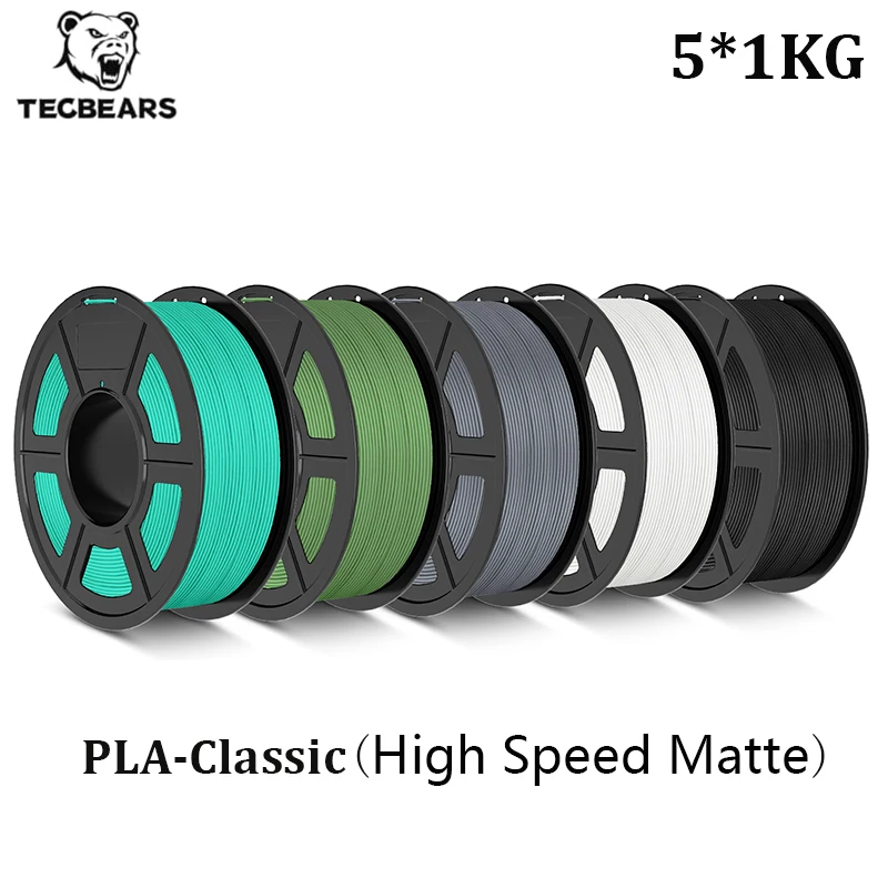 TECBEARS Hochgeschwindigkeits-Matte PLA Druckerfilament 1,75mm 300-600mm/s Druckbereich Hochfließendes Schnelles PLA Klassisches 3D-Druckerfilament Image