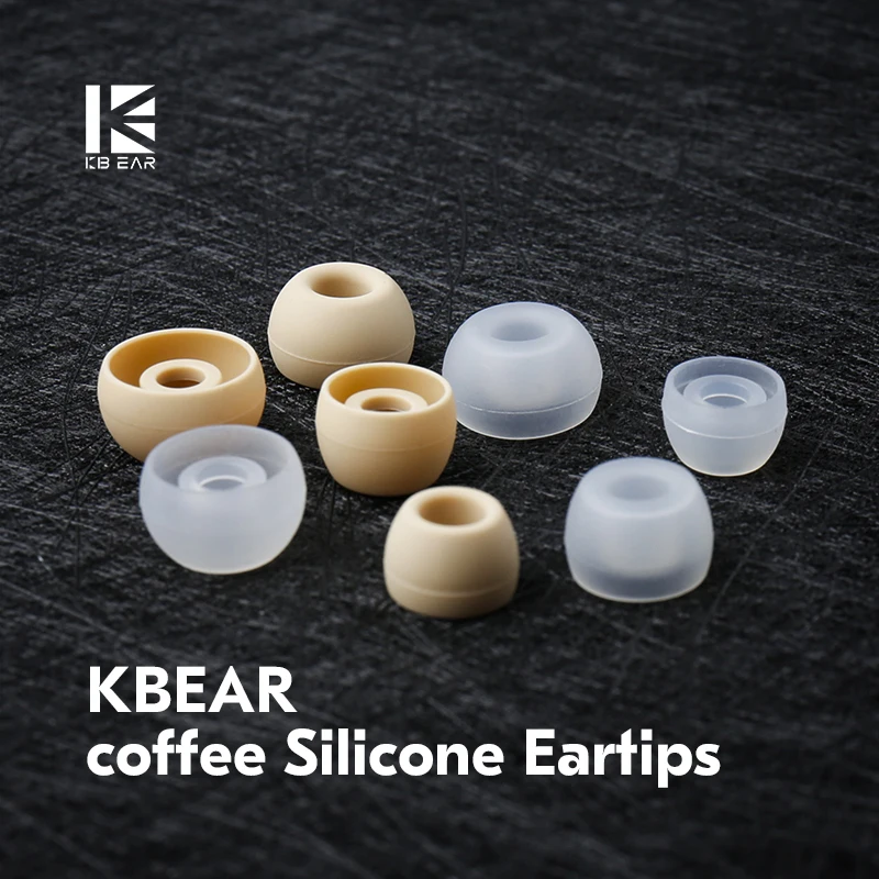 KBEAR Kaffee-Ohrstöpsel (S/M/L/XS), weiche Silikon-Ersatz-Ohrstöpsel, transparente Kaffee-Ohrhörer, Ersatz-Ohrpolster für KBEAR KZ-Kopfhörer Image