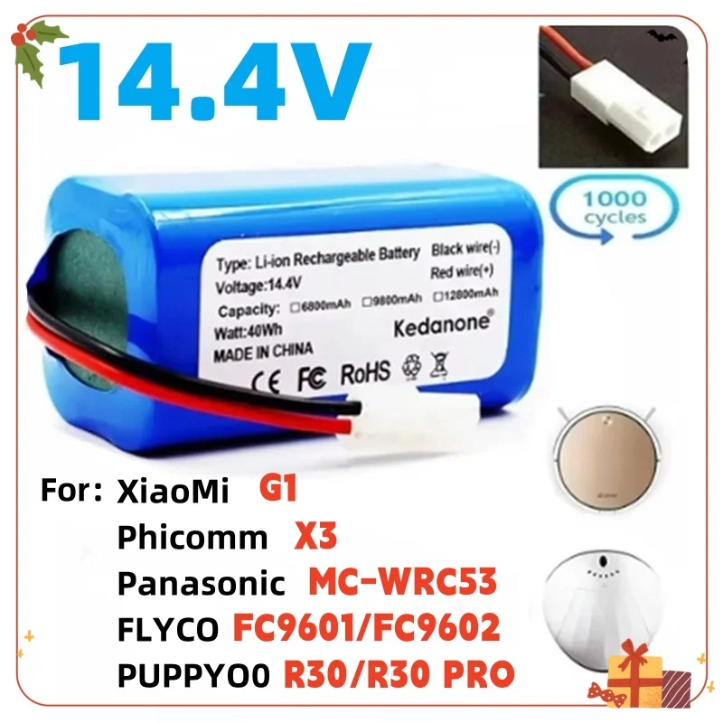 14,4 V Li-Ionen-Akku für Xiaomi Mijia Essential G1 MJSTG1 Roboterstaubsauger, SKV4136GL H18650CH R30 R35 4S1P 9800 mAh Image