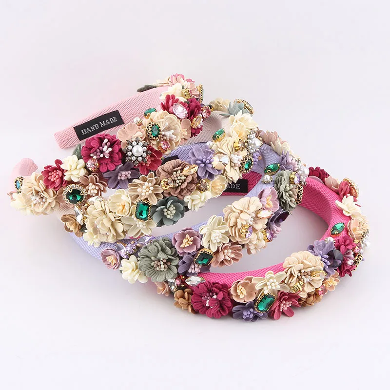 Europäisches und amerikanisches neues modisches Barock-Stirnband mit getrockneten Schwammblumen für Frauen, süßes, vielseitiges Haar-Accessoire Image