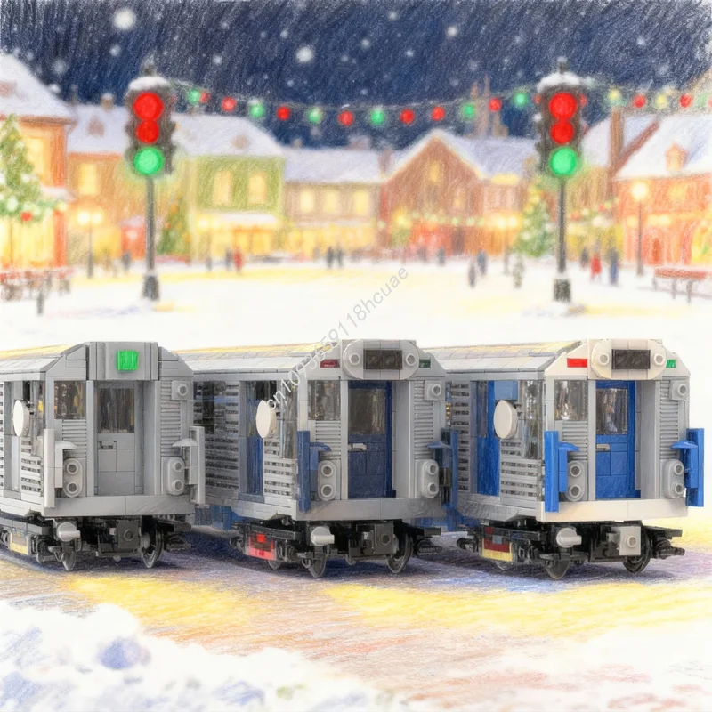 1245-teiliges MOC NYC U-Bahn Brightliner Zugmodell Bausteine Architektur DIY Weihnachtsgeschenk-Idee Lernspielzeug für Kinder Image