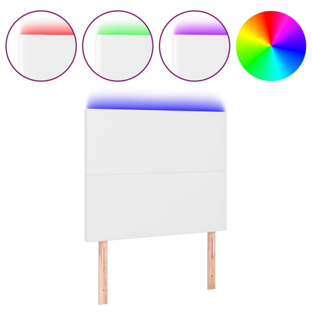 vidaXL LED Kopfteil Weiß 90x5x118/128 cm Kunstleder Image