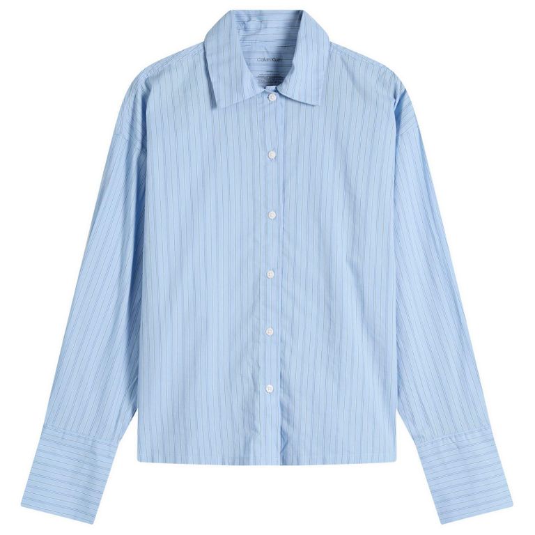 Cotton Poplin Sleep Shirt - Blue - Calvin Klein Tops