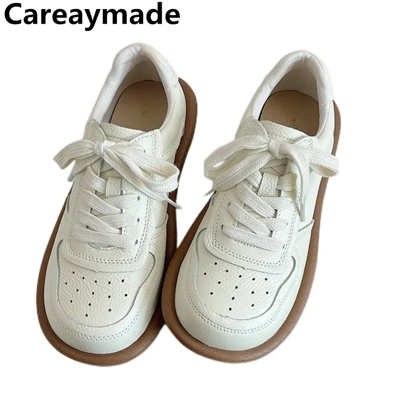 Careaymade-Echtes Leder frauen schuhe kleine weiße schuhe, frühling & sommer neue literarischen schuhe, harajuku weichen sohlen frauen schuhe