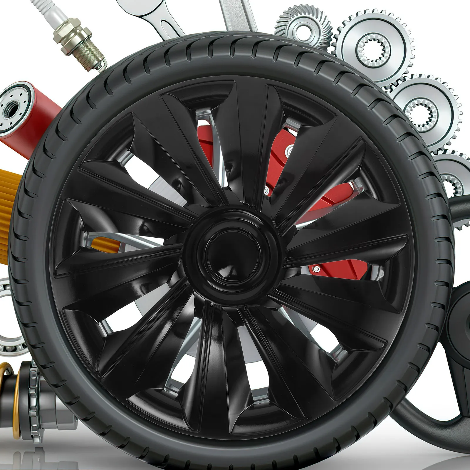 Auto-Radkappen 14 Zoll Universelle Radkappen-Ersatz Aufsteckbare Radabdeckungen Außenzubehör Auto-Felgenabdeckung Image