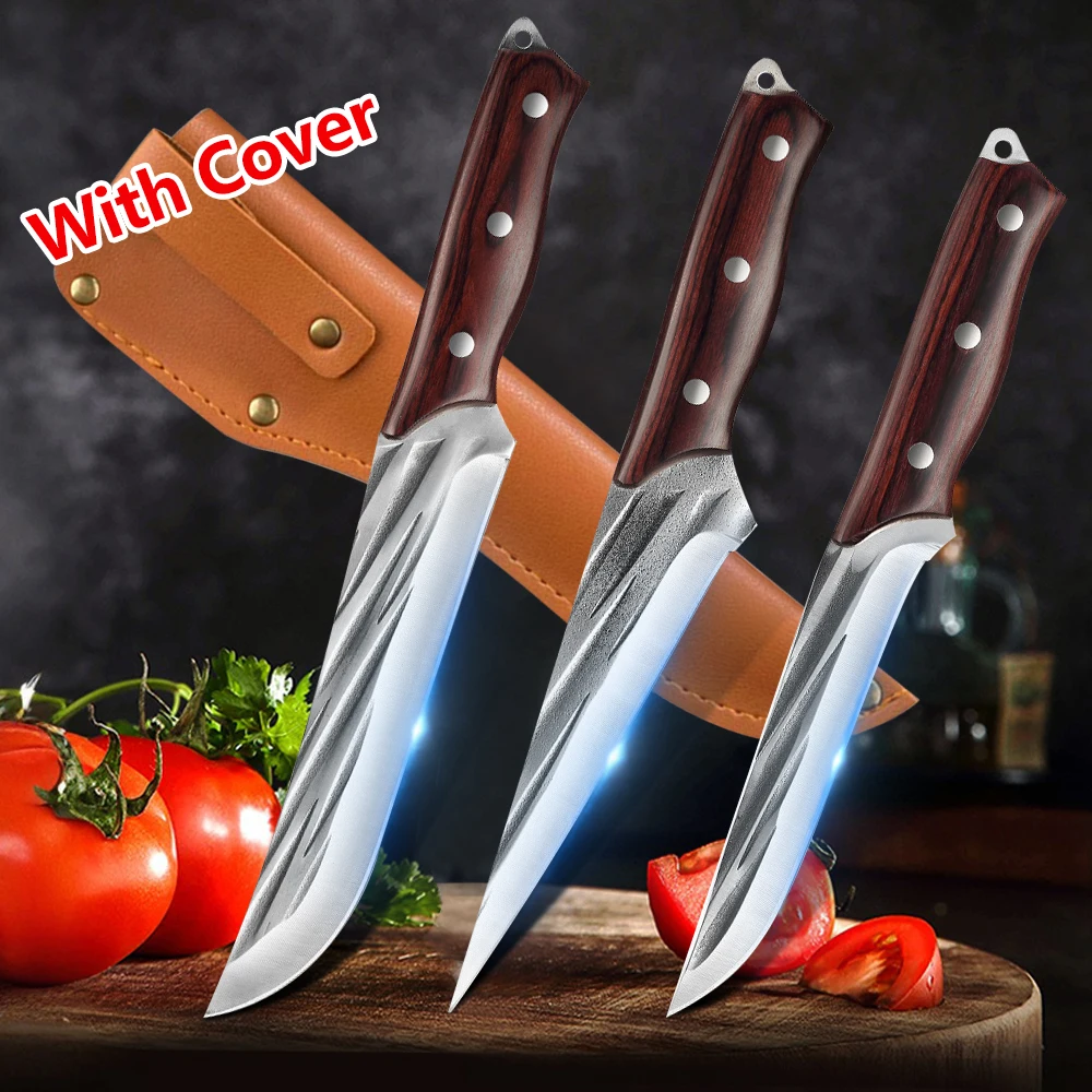 DFITO Präzisions-Küchenmesser-Set 3-teilig Handgeschmiedetes Hackmesser Obst- und Gemüseschneider Fleischmesser Küchen-Ausbeinmesser Image