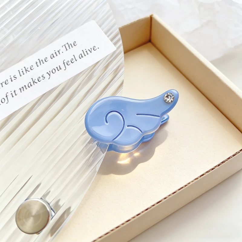 Süße Prinzessin Engelsflügel Acetat-Haarspangen für Kinder, Strass-Pony-Clips, Niedliche Hai-Haarklammern, Exquisite Haarschmuck-Clips Image