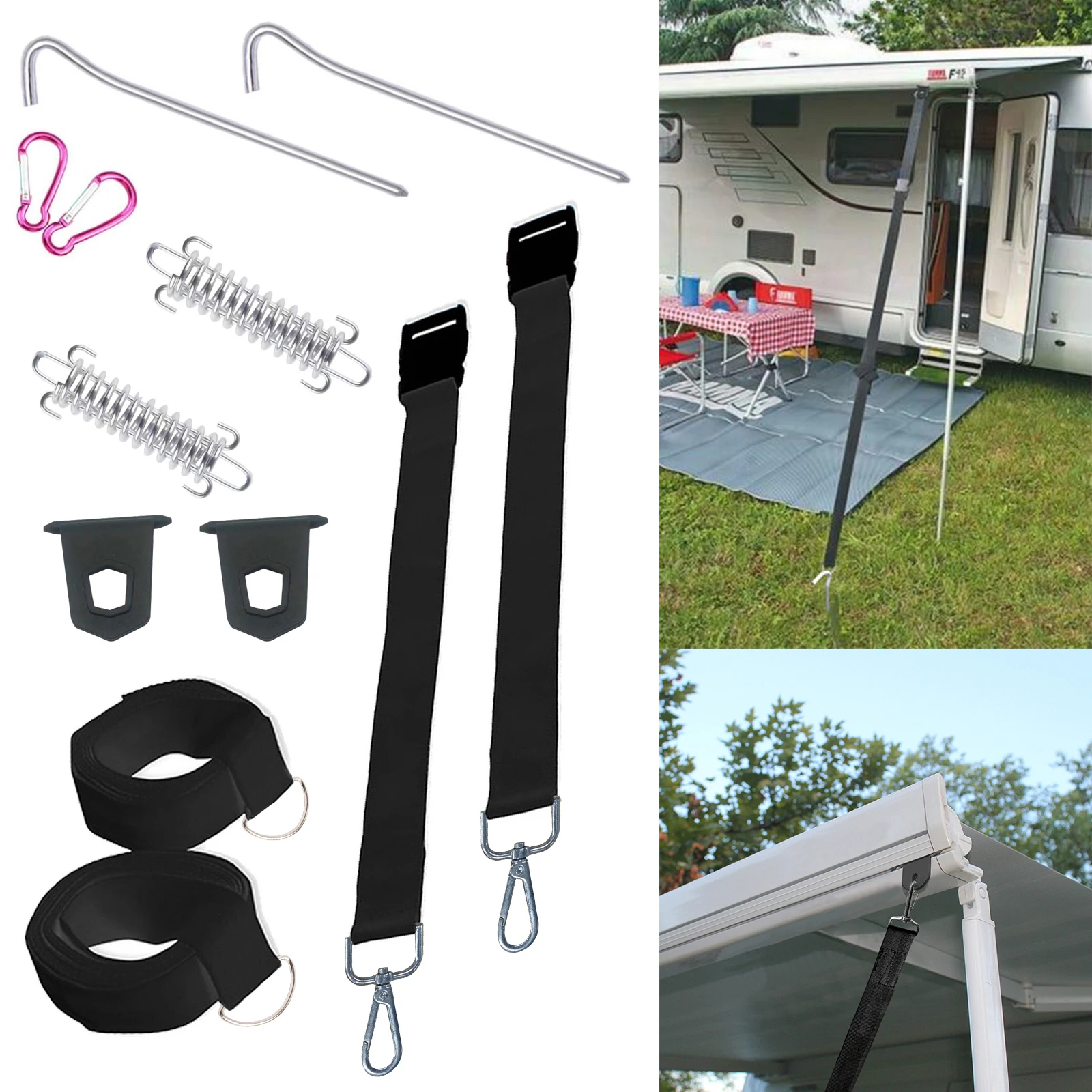 Caravan Typ S Schwarz Markise Tie Down Kit für Fiamma F35 F45 F65 Caravan Wohnmobil Outdoor Camping Werkzeuge Camper Zubehör Image