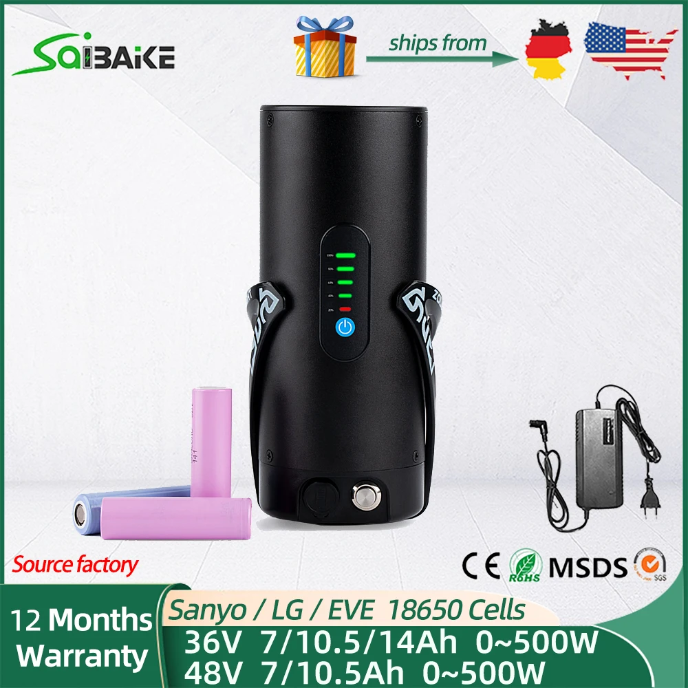 L-G San-yo 36V48V Mini-Flasche EBike-Batterie 36V 14Ah 48V 10,5Ah 18650 Lithium-Batterie für Bafang Tongsheng 500W 350W 250W Motor Image