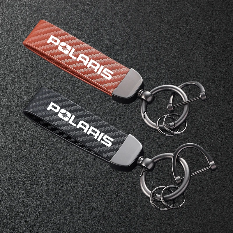 Für POLARIS Lustige Dekoration Auto-Zubehör Carbonfaser-Texturierter Leder-Schlüsselanhänger Autoschlüsselring Image