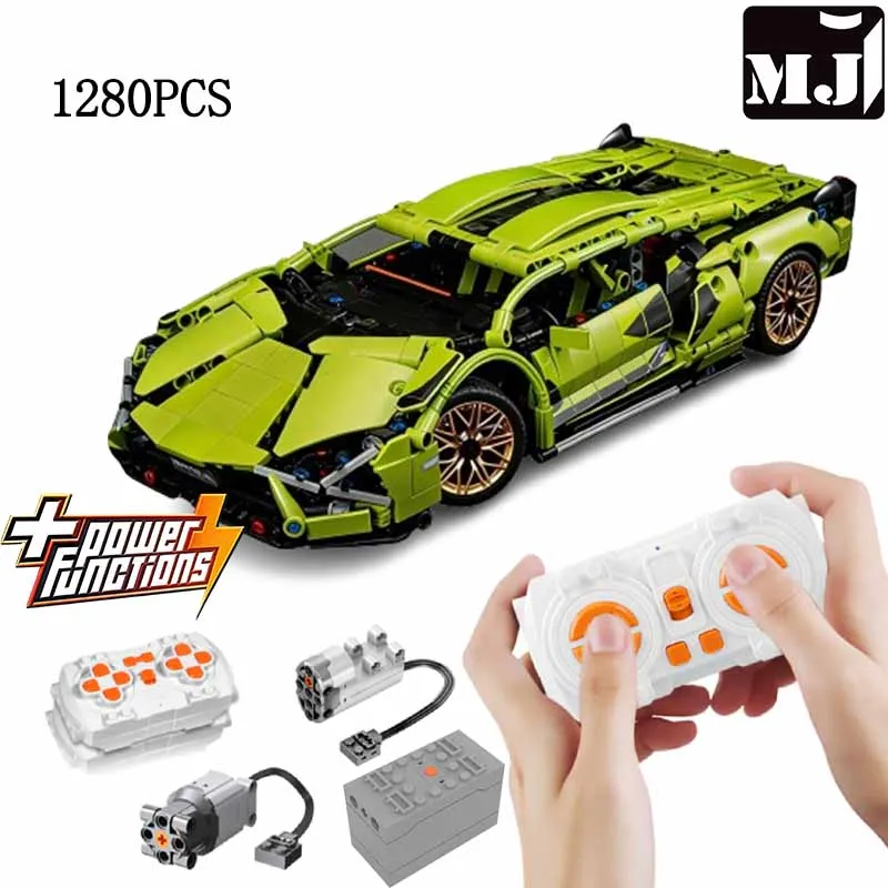 MJ BLOCK Technische Bausteine Rennwagen Statisches Modell oder Ferngesteuertes Elektrisches RC-Auto Version Optional Konstruktionsspielzeug Image