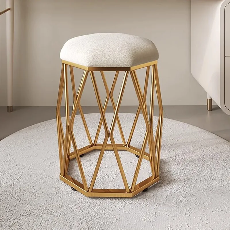 Leichte Luxuskommode runder Hocker Home Nordic moderne Mädchen Schlafzimmer Schminktisch Stuhl Internet Celebrity Ins Maniküre Stuhl Image