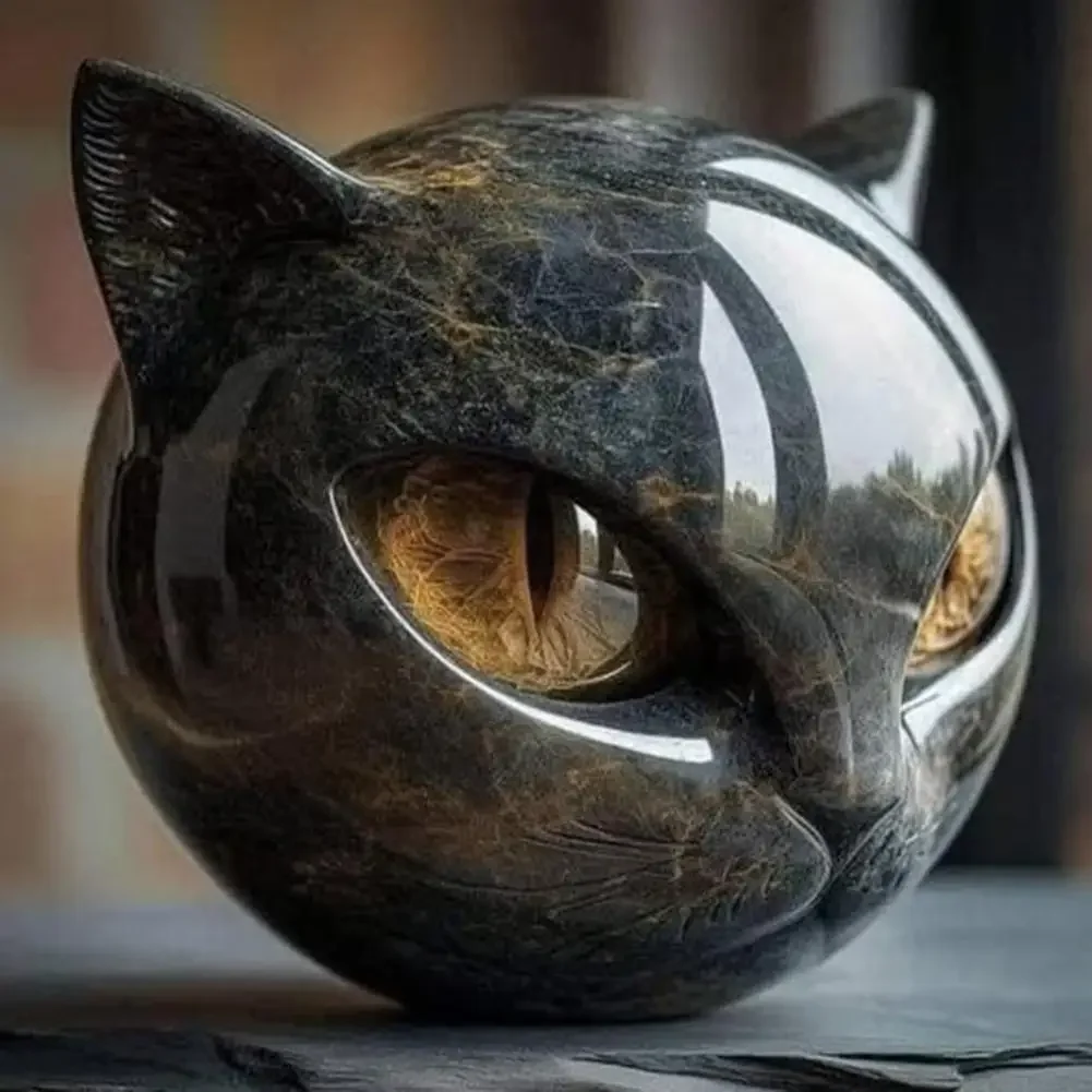 Tisch-Katzenstatue/Katzenskulptur Dekorationen Marmor Schwarz Ornament für Heim-Fenster und Partydekoration Image