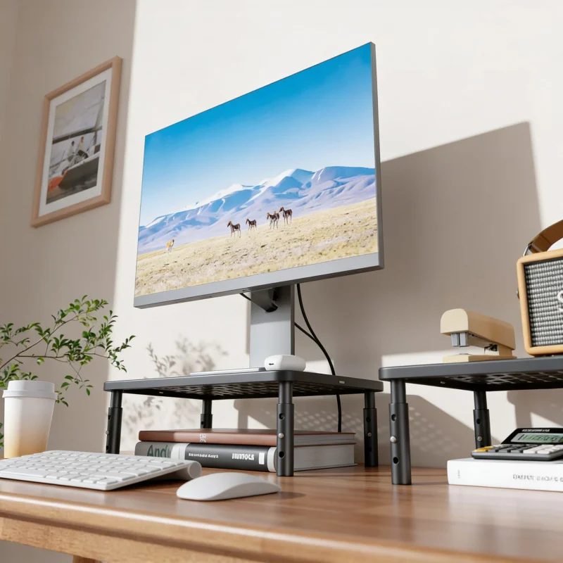 Laptop Dual-Screen Höhenverstellbarer Drehbarer Klappbarer Büro-Studier-Schreibtisch Kühlender Aufbewahrungsmonitor-Ständer 1-2 Tische Image