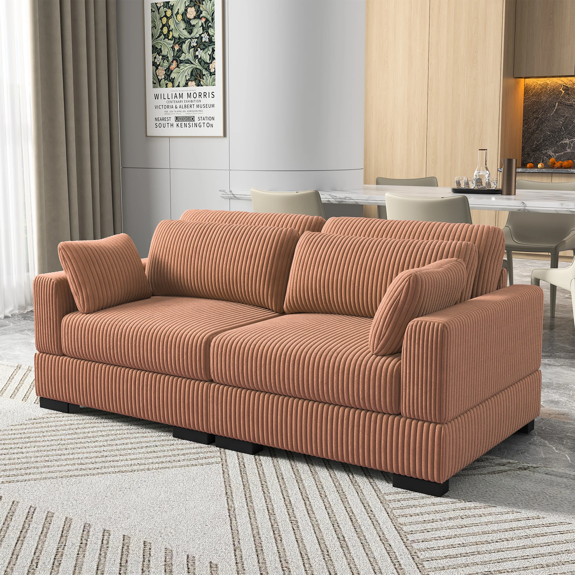 Anajqaqia Doppel-/Einzelsofas, Wohnzimmersofas, Moderne Ausziehbare Sofas, Polstersofas, Gepolsterte Möbel, Orange
