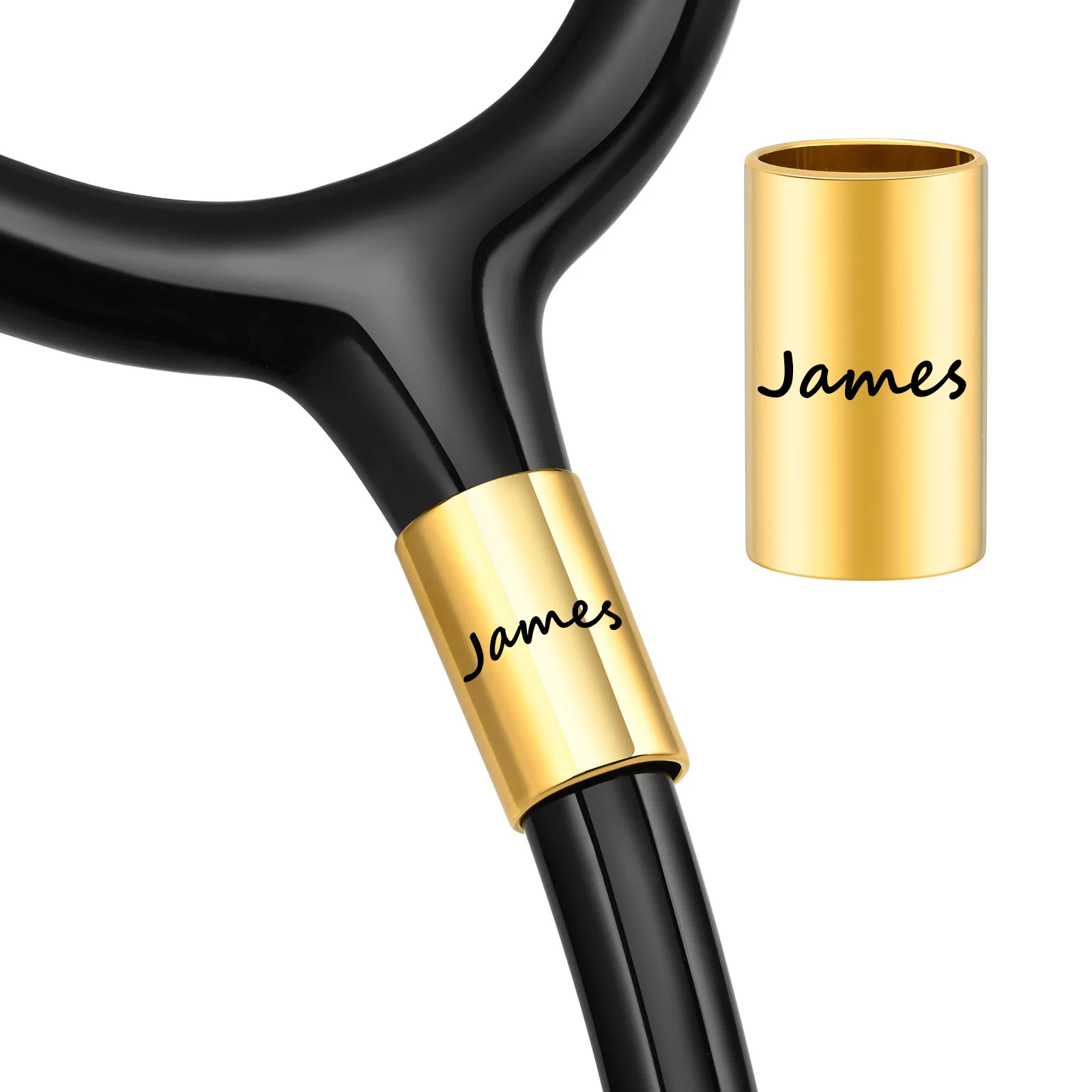 Vnox Kostenlose personalisierte Stethoskop-Namensschild-Charms für Krankenschwester, Arzt, Tierarzt, personalisiertes Stethoskop-ID-Zubehör aus Edelstahl Image