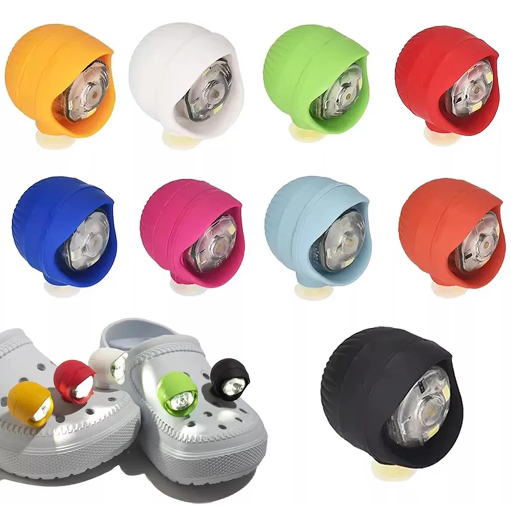 2 Stück Schuhlichter, wasserdichte, freihändige Taschenlampen mit 3 Beleuchtungsmodi, wasserdichte Schuh-Charms, Zubehör für Crocs-Schuhe