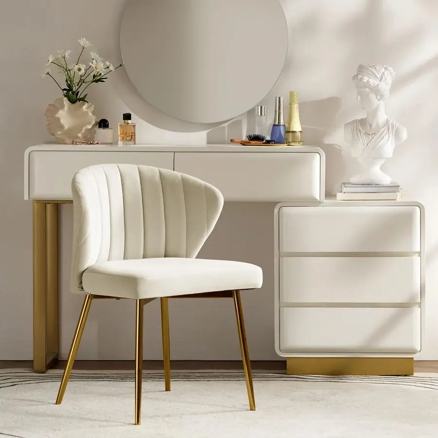 HOME Esszimmerstühle, Moderne Küchenstühle aus Samt mit Metallbeinen, Esstischstühle, Schminktischstühle