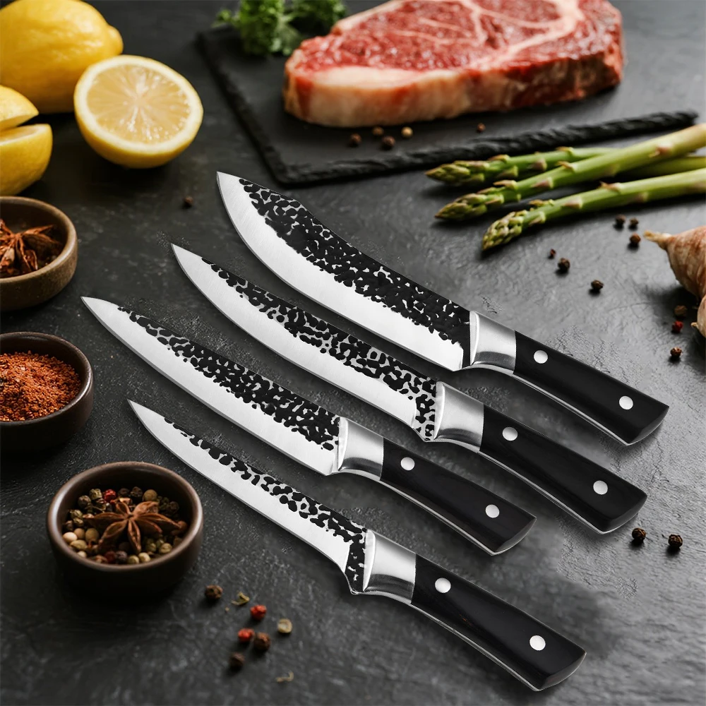DFITO Geschmiedetes Ausbeinmesser-Set, Metzgermesser, Fleischbeil, handgeschmiedetes Obst- und Gemüsemesser, Schlachtmesser, Küchenmesser Image