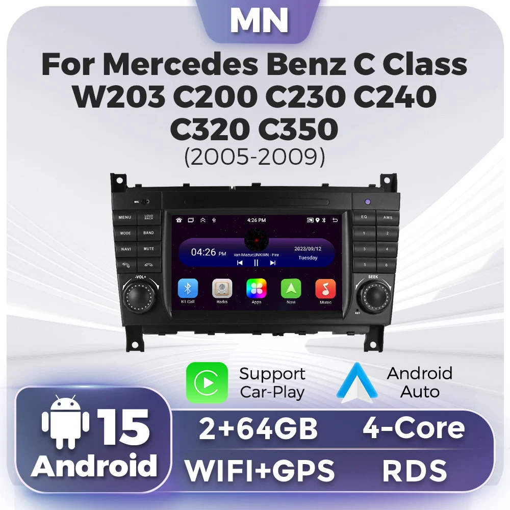 Navifly Android 15 Autoradio Kabelloses Carplay für Mercedes Benz C-Klasse W203 CLC W203 2004-2007 Multimedia-Player GPS-Navigation Image