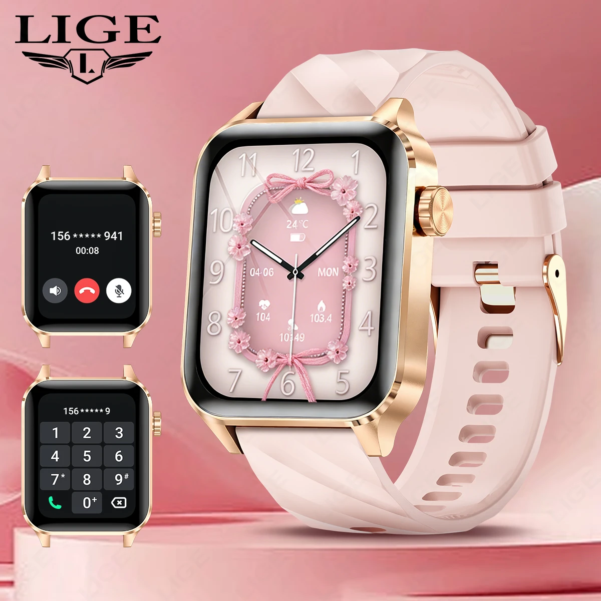 LIGE Smartwatch für Männer und Frauen Herzfrequenz-Fitness-Tracker Bluetooth-Anruf Smartwatch für Herren Mehrere Sportmodi Schlafüberwachung Uhr Image
