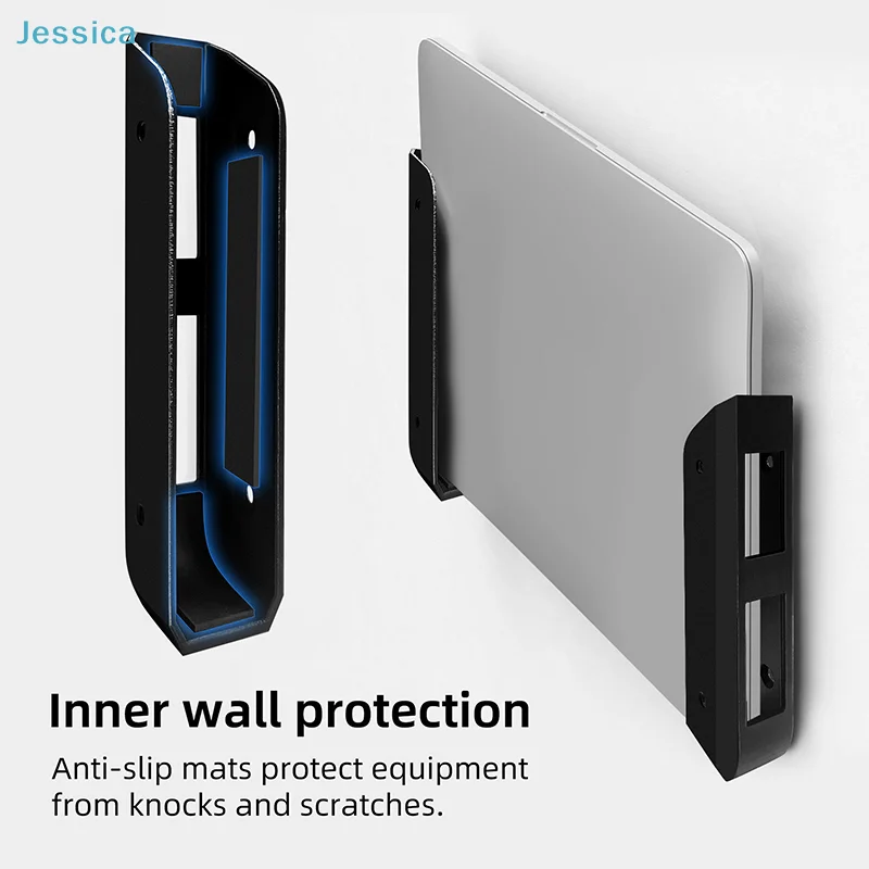 〔Jessica〕Universelle Laptop-Wandhalterung mit Kratzschutz – platzsparender Halter für unter den Schreibtisch Image