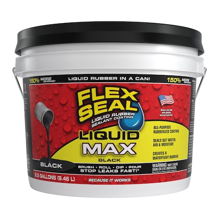 FLEX SEAL LFSMAXBLK02 Flex Liquid MAX Black 2.5 Gal., 2.5 gal, Black, Rubber