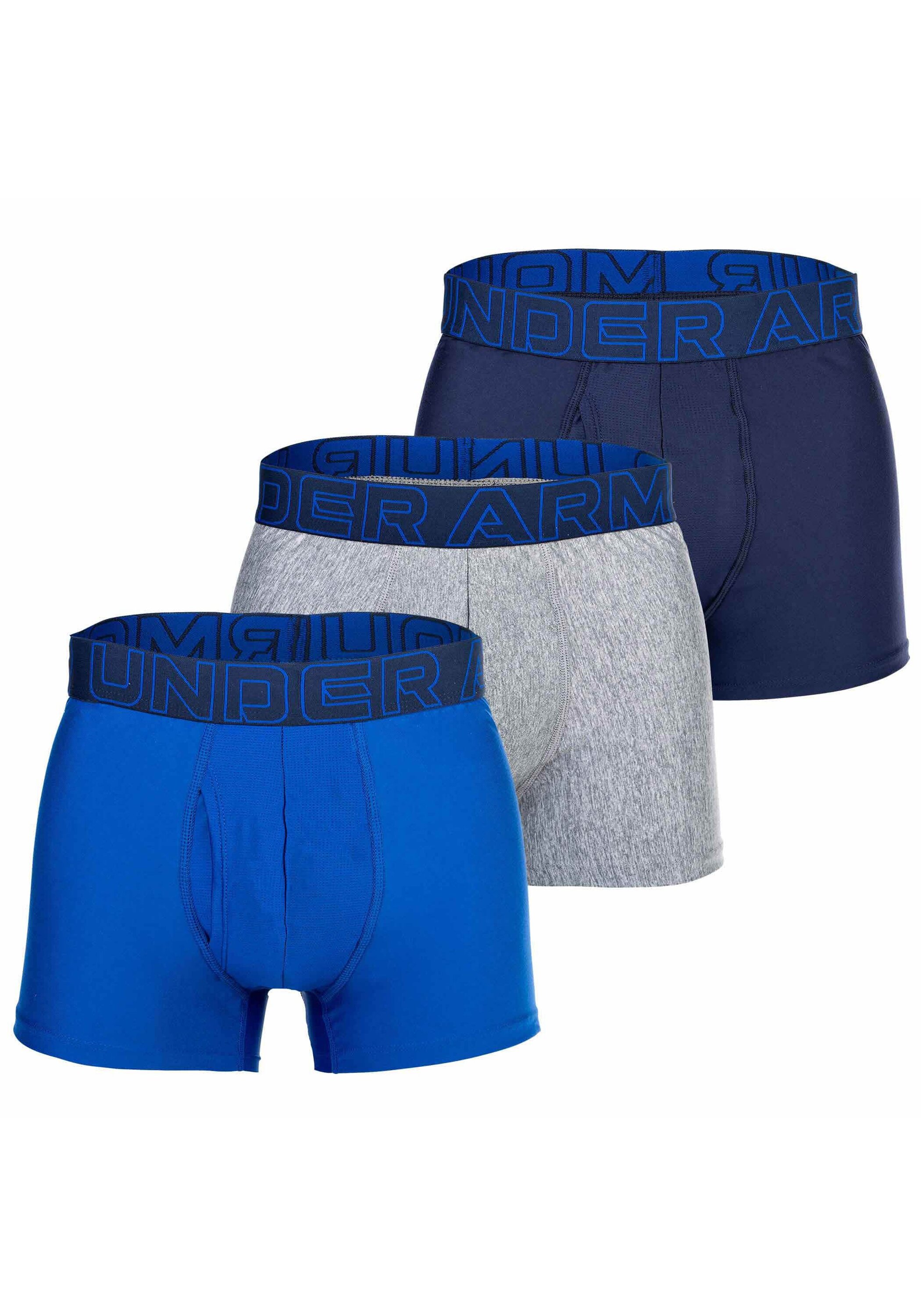 Boxershorts UNDER ARMOUR "Boxershort UA PERFORMANCE TECH - SOLID 3 IN 3PK 3er Pack", Herren, Gr. XL, bunt (blau, grau), Obermaterial: 90% Polyester Pol. recyc.. 10% Elasthan EL., Unterhosen Image