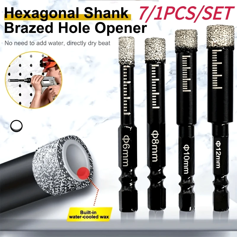 7/1PCS 5-16mm Trockenen Diamant Bohrer Bits Hex Schaft Innere Wachs Kühlung Gelötete Diamant loch Sah Glas Fliesen Beton Bohren Werkzeuge Set Image