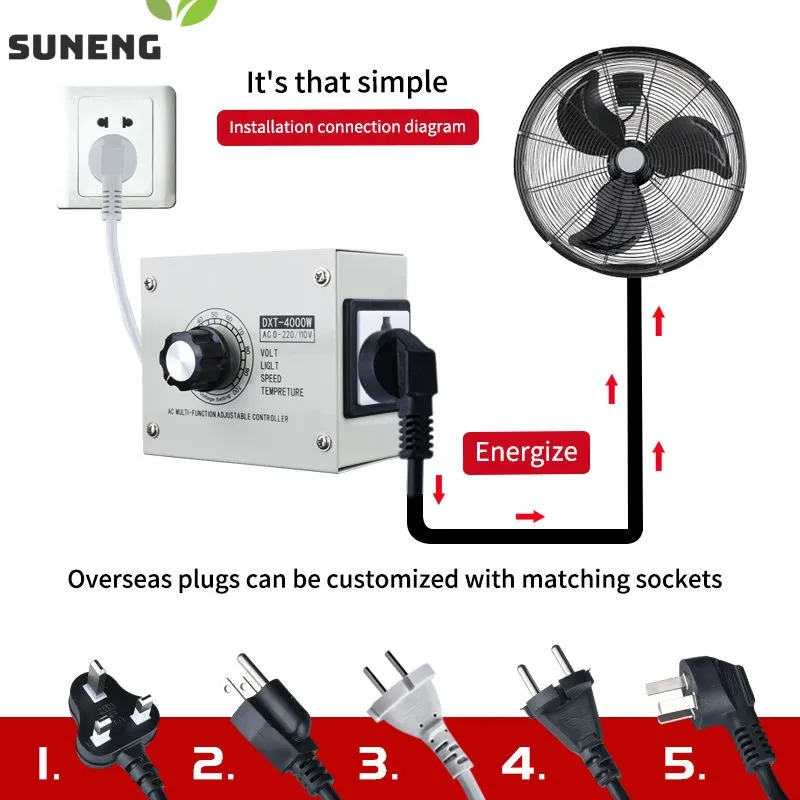 Einstellbarer Spannungsregler AC220V 4000W SCR Dimmer Geschwindigkeit Temperatur Licht Kompakter variabler Spannungsregler Image