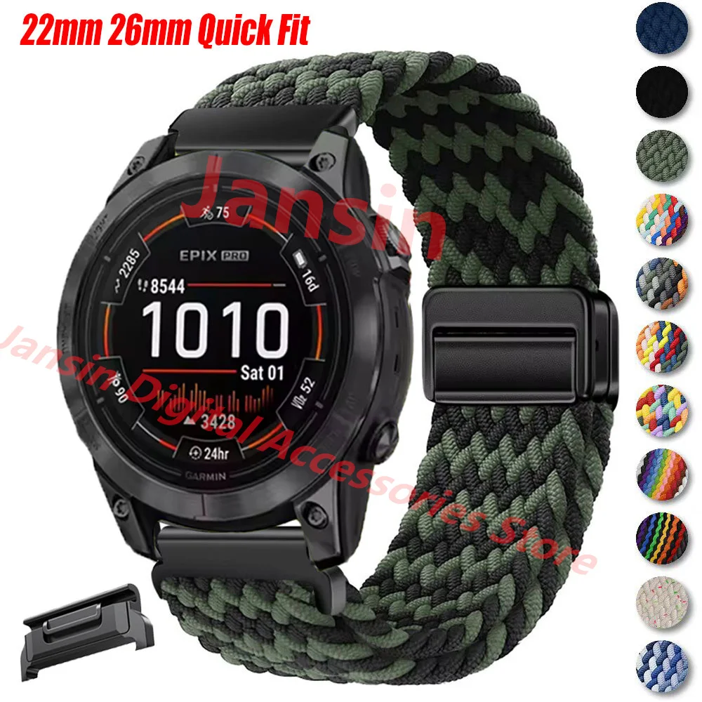 Für Garmin Band Quick Fit 26mm 22mm Armband Magnetische Armband Für Garmin Fenix 3 HR Fenix 5 instinct 1 instinct 2X Nylon Armband Image