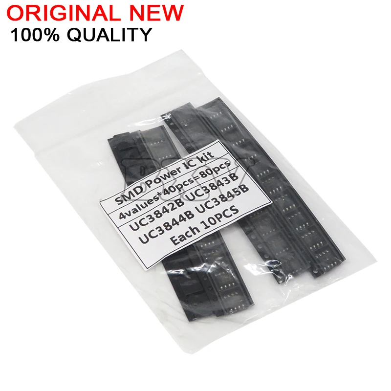 40 Stück = 4 Arten * 10 Stück UC3842 UC3843 UC3844 UC3845 SOP, jeweils 10 Stück Kit (12–26). Image