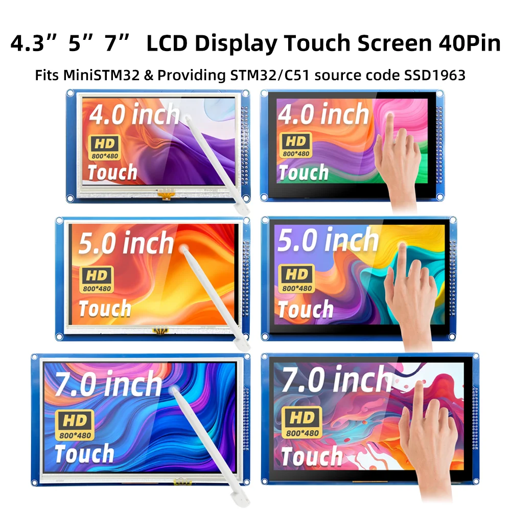4,3 Zoll/5 Zoll/7 Zoll 40-Pin Touchscreen MiniSTM32 SPI-Schnittstelle SSD1963 TFT LCD Monitor 320x240 ILI9341 MCU 8/16 Bit LCD-Modul Image