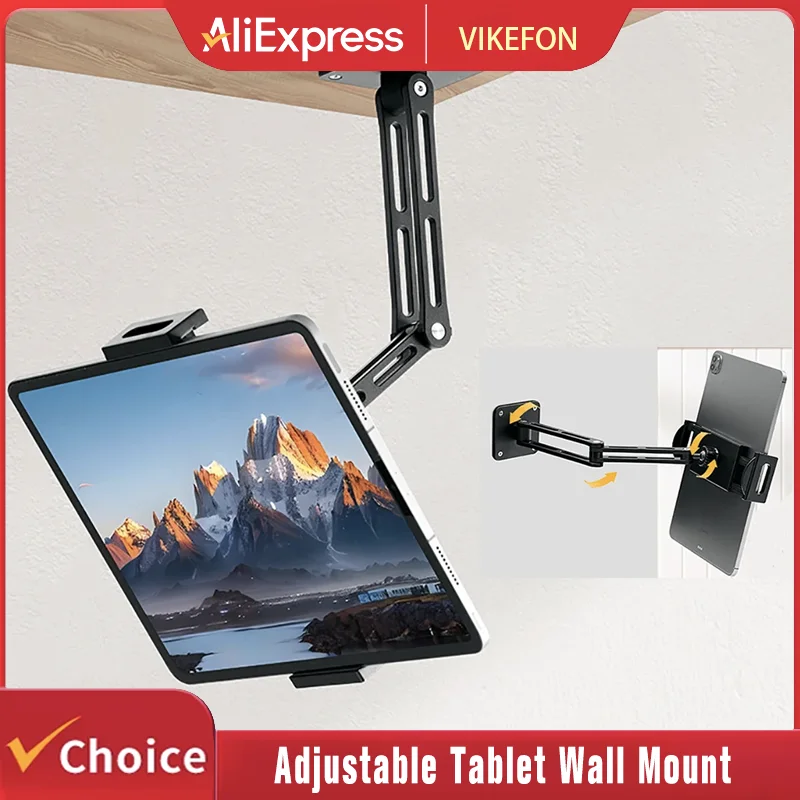 Verstellbare Tablet-Wandhalterung, Telefonständer mit langem Arm, 360 Grad drehbarer Auslegerhalter für Schreibtisch und Bett, geeignet für 4,7-12,9 Zoll, unterstützt iPad. Image