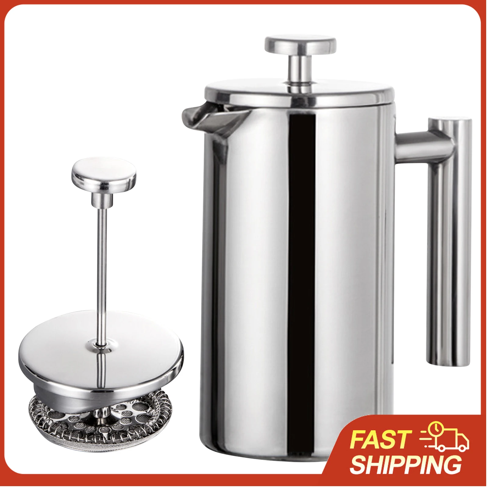 350ml/800ml/1000ml French Press Kaffeebereiter aus Edelstahl, Doppelwandig Isolierte Kaffeekanne Image