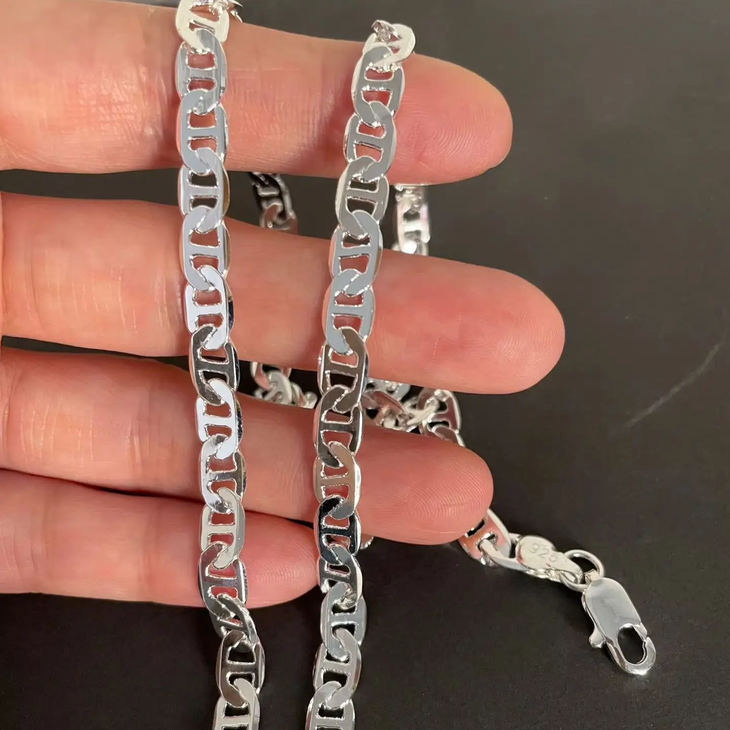 Halskette aus 925er-Sterlingsilber, 40–60 cm, 6 mm, modischer Hochzeitsschmuck für Damen und Herren Image