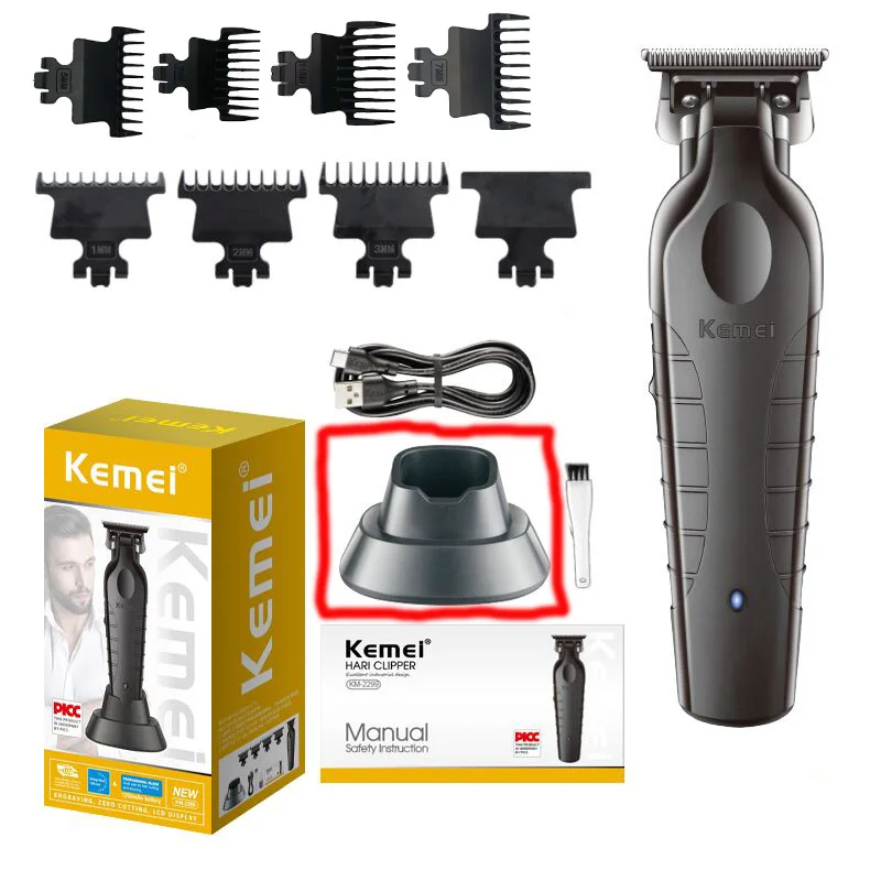 Kemei Km-2299 Haarschneider mit Zero Gapped, Friseur, kabelloser Haarschneider, wiederaufladbare Haarschneidemaschine mit Ladestation Image