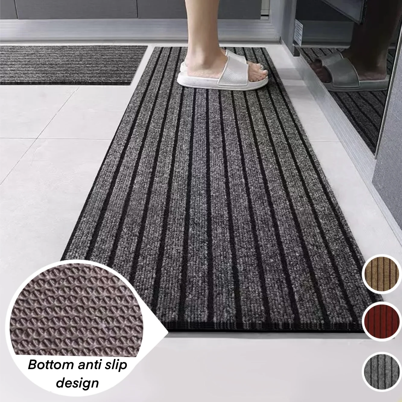 Benutzer definierte schneid bare rutsch feste Teppich matte-Mehrzweck küche im Freien Schlafzimmer Treppen, leicht zu reinigen Premium-Qualität, grau/rot/khaki Image