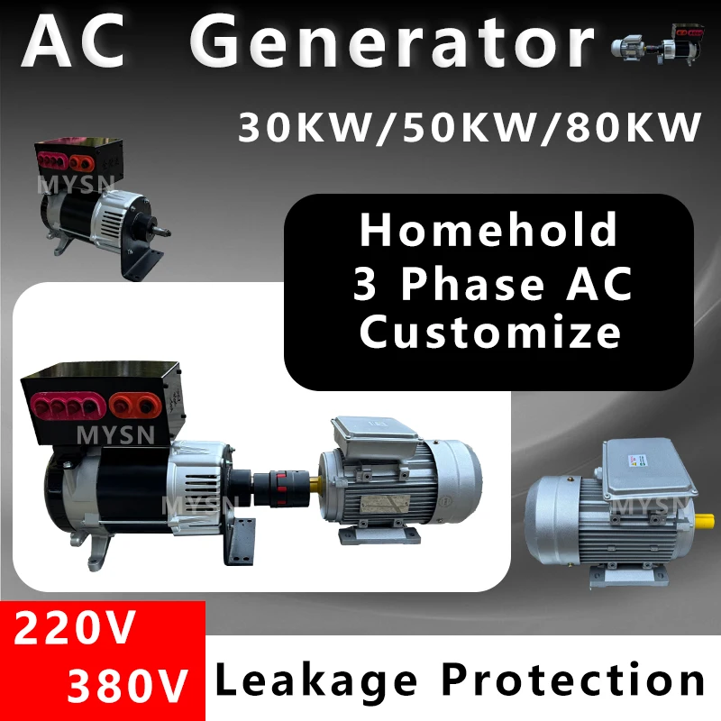 3-Phasen-AC 220 V 380 V Stromgeneratorsystem 30 kW 50 kW 80 kW Magnetschwebebahn niedrige Drehzahl geräuscharmer Permanentmagnetgenerator für den Heimgebrauch Image