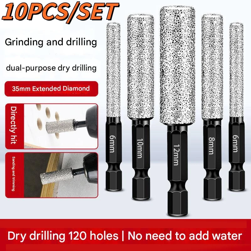10/4/1PCS Trockenen Diamant Fräsen Bohrer Bits Vergrößern Loch Trocken Bohren Core Bit 6/8/10/12mm Granit Rand Schleifen Bohren Werkzeuge Image