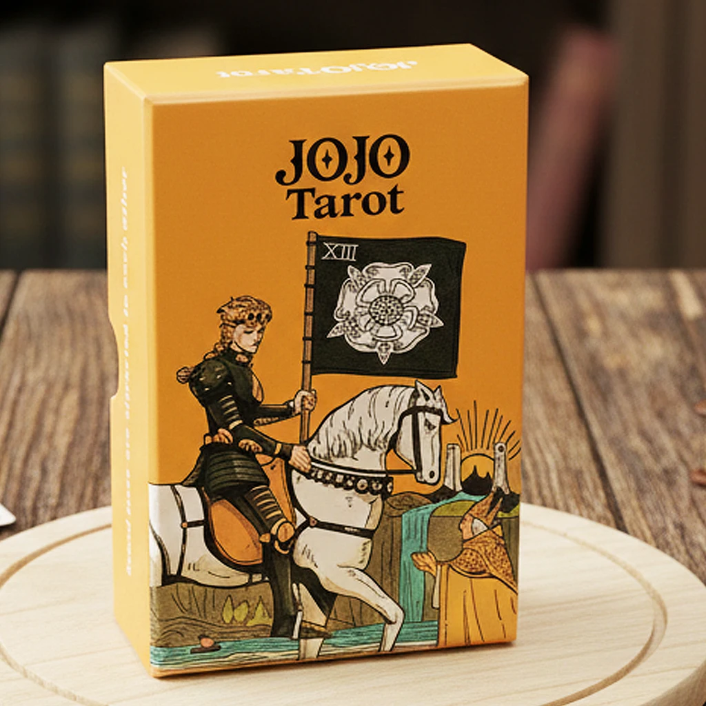 JOJO Tarotkarten-Set 12*7cm in Fester Box, 80 Stück Doppelseitig Geprägte Anime-Tarotkarten Bizarres Abenteuer Tarot-Deck Image