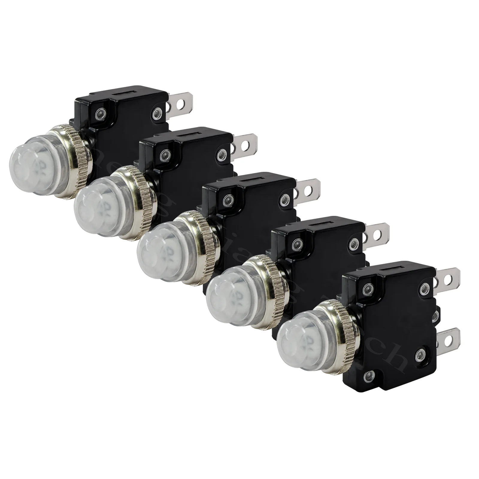 5PCS DC/AC Thermische Circuit Breaker 12V/24V/32V/125V/250V Überlast Schutz 5A 10A 15A Wasserdichte Push Button Schalter Sicherung Relais Image