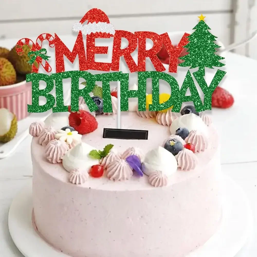 1PC Weihnachten Kuchen Urlaub Geburtstag Kuchen dekor Einfügen Rot Frohe Geburtstag Weihnachten Hause Kuchen Platte Urlaub Party Dekorationen Image