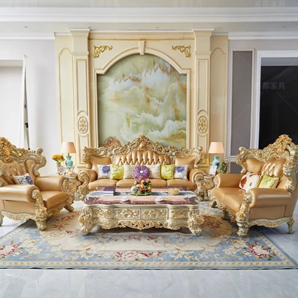 Modernes europäisches Luxus-Ecksofa-Komplettset für das Wohnzimmer, stilvolle Wohnraumdekoration, bequeme Möbel für Familientreffen Image