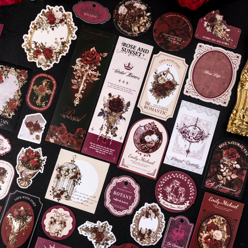 JIANQI 60-teiliges Scrapbook-Set, Aufkleber und dekorative Papiermischung, DIY-Scrapbooking, Tagebuch, Album, Collagenmaterial, Bastelbedarf Image