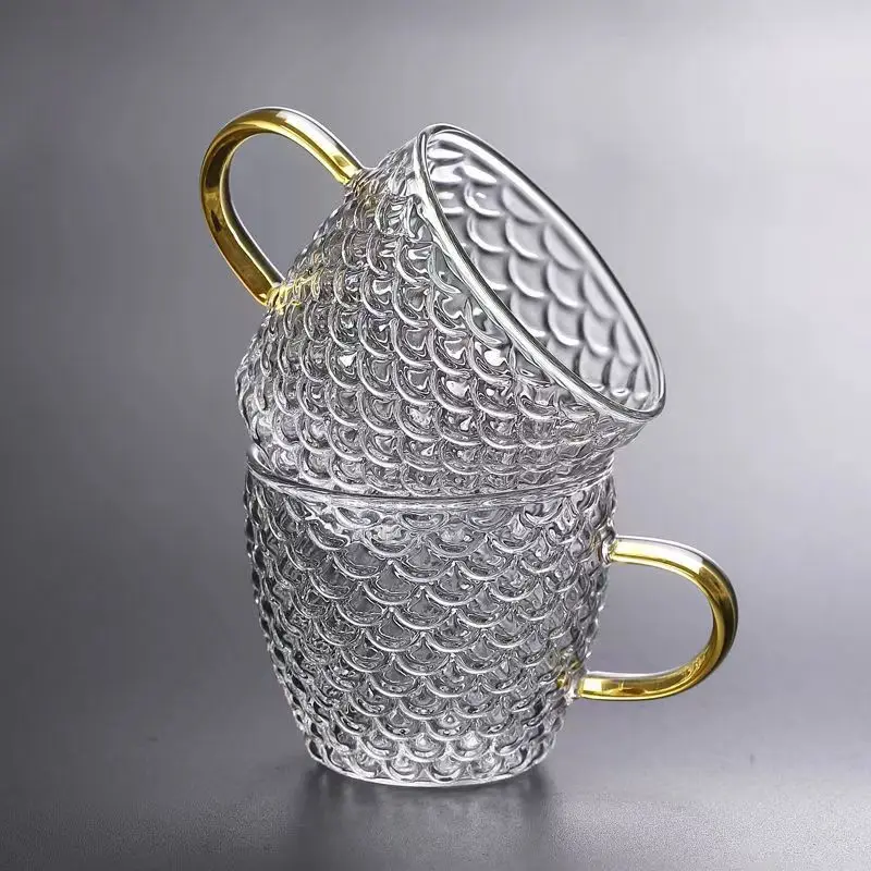 Glas Tee Tassen kleine Cups Home Glas tee-set Kaffeetasse set Tee Wasser Tasse Untertasse Steak Saft Eimer Tisch decor teetasse Image