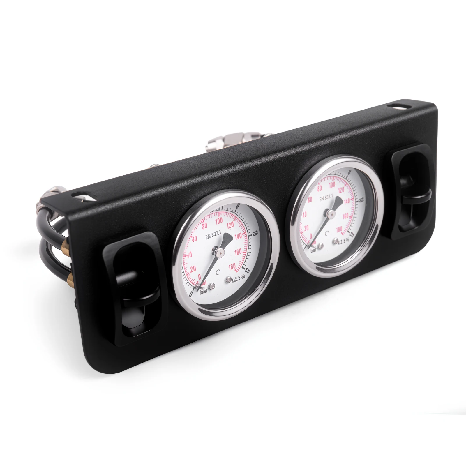 Luftsteuerungspanel mit zwei Schaltern, manuellem Paddelventil und zwei 180 PSI Manometern für LKW-Sitz und Luftfederung Image