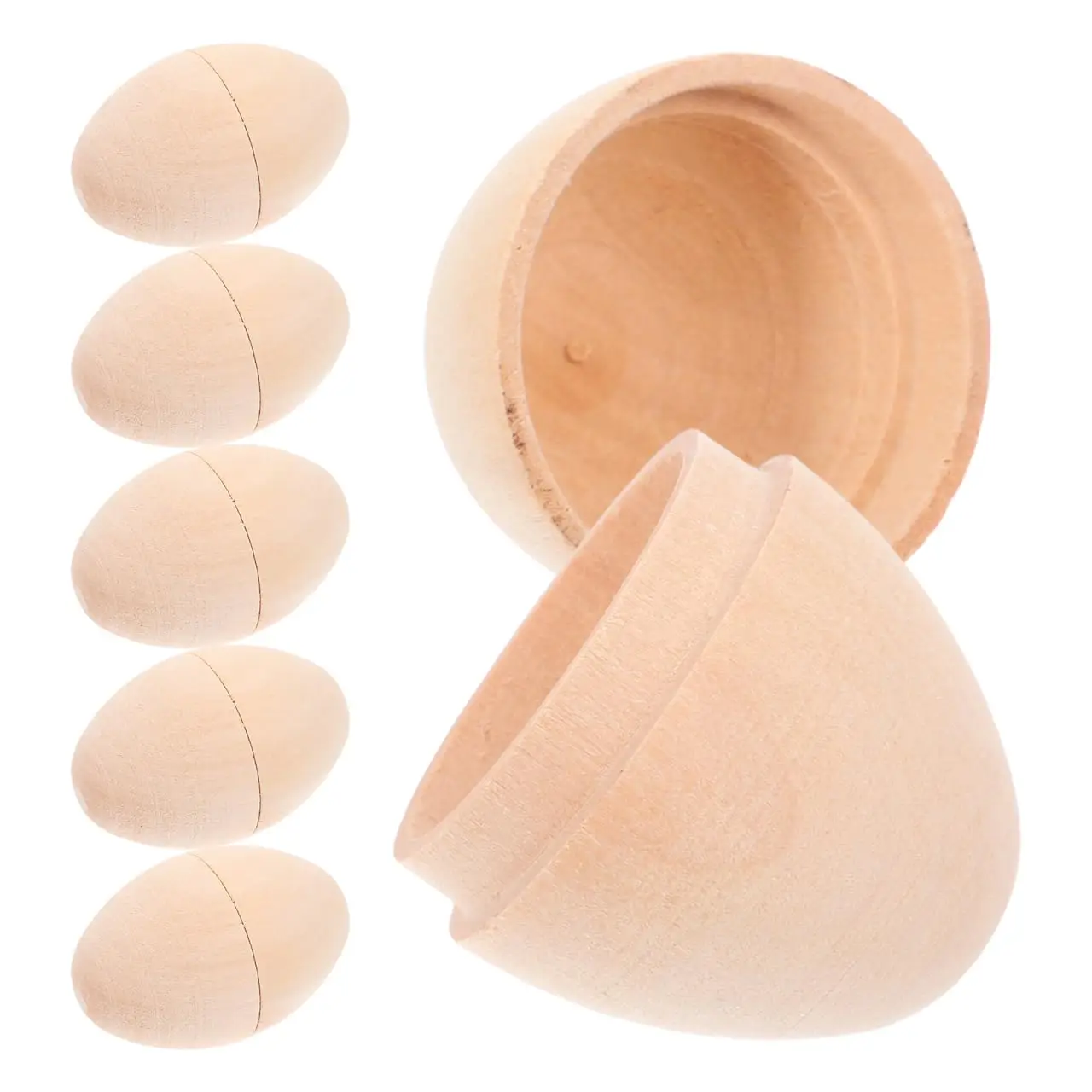 1/6 stücke Holz Hohl Eier Ostern DIY Handwerk Unvollendete Holz Eier Diffuse Holz Aromatherapie Container Solide Parfüm Container Image