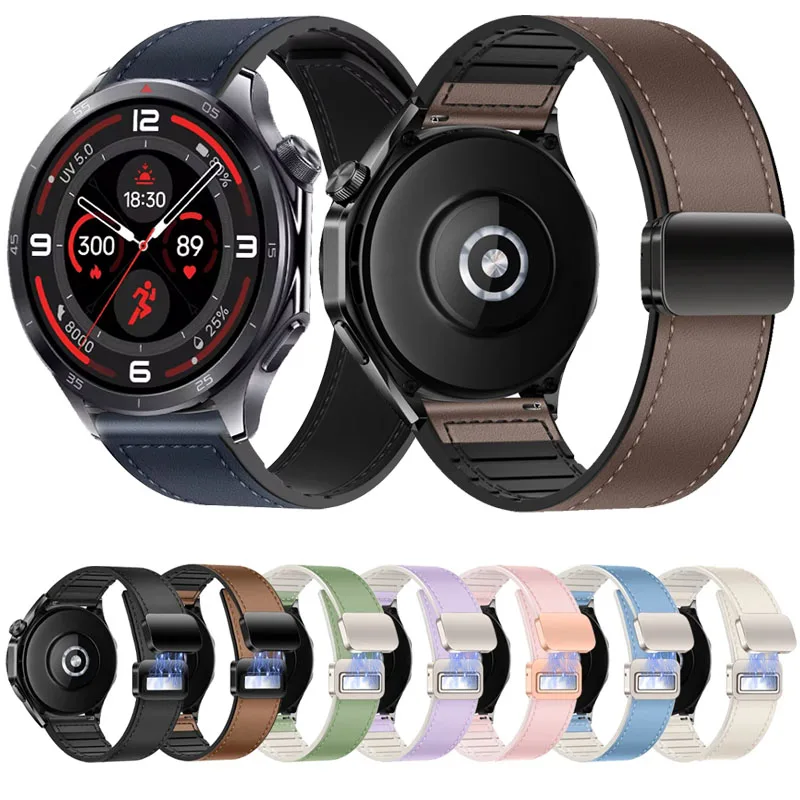 22/20 mm Leder + Silikonarmband für OnePlus Watch 3 2 2R/46 mm, bequemes Armband, Zubehör, OPPO Watch X/X2/4 Pro Correa Image