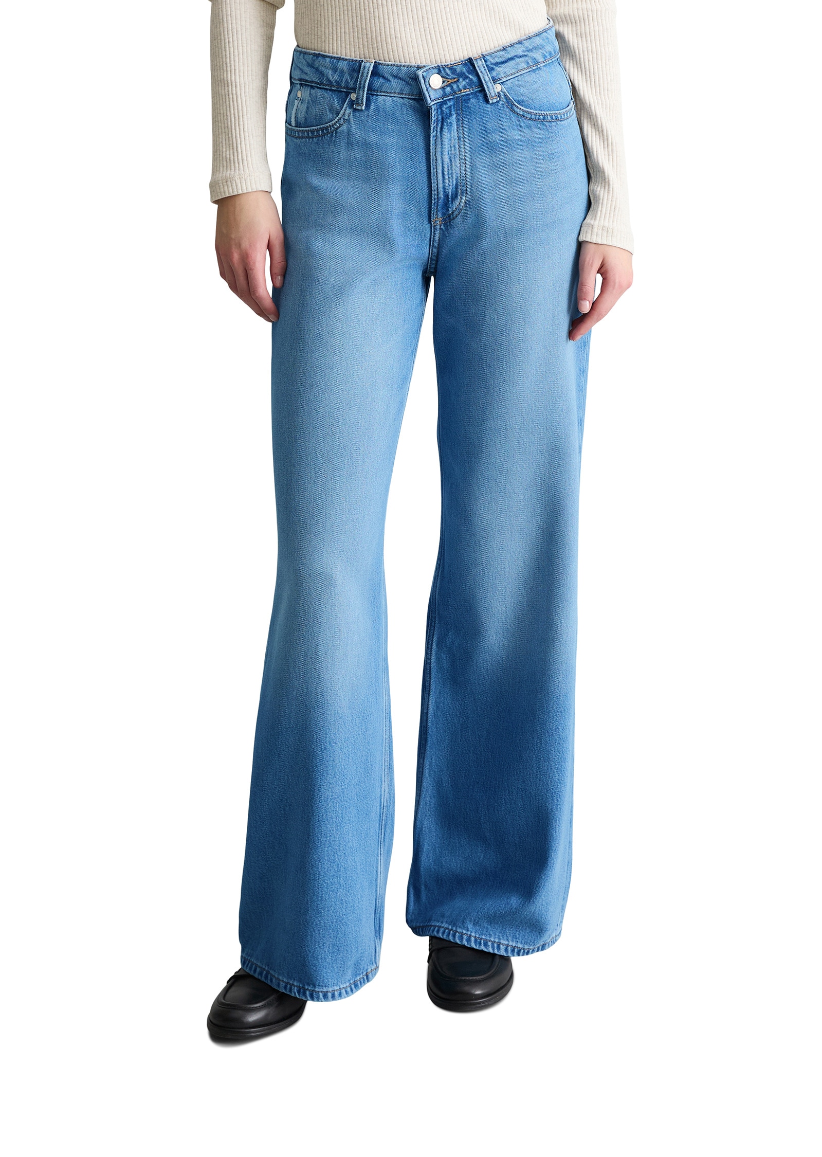 Schlagjeans MARC O'POLO DENIM "aus Lyocell-Mix ohne Stretch", Damen, Gr. 30, Länge 30, light blau, Obermaterial: 80% Lyocell, 20% Baumwolle, unifarben, ausgestellt normal, Jeans